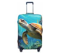 GTKSYNVE Housse de bagage pour valise, motif dauphins, tortue de mer, récif corallien, approuvée par la TSA, housse de protection en élasthanne extensible lavable pour bagages de voyage grande taille