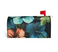 GTKSYNVE Housse magnétique de boîte aux lettres à motif fleurs d'hibiscus de taille standard, 53,3 x 45,7 cm, couverture décorative imperméable pour boîte aux lettres personnalisée pour décoration de