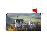 GTKSYNVE Housse magnétique de boîte aux lettres en forme de château de Neuschwanstein, taille standard, 64,8 x 53,3 cm, couverture décorative imperméable pour boîte aux lettres personnalisée pour