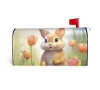 GTKSYNVE Housse magnétique de boîte aux lettres mignonne et fleur de lapin de taille standard, 53,3 x 45,7 cm, couverture de boîte aux lettres décorative imperméable pour boîte aux lettres