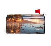 GTKSYNVE Housse magnétique pour boîte aux lettres motif sapin de Noël sur la plage, taille standard, 53,3 x 45,7 cm, couverture de boîte aux lettres décorative imperméable pour boîte aux lettres