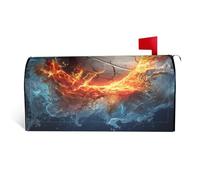 GTKSYNVE Housses magnétiques de boîte aux lettres de volley-ball de glace et de feu de taille standard 53,3 x 45,7 cm - Couverture décorative imperméable pour boîte aux lettres personnalisée pour