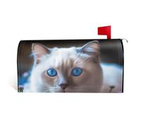 GTKSYNVE Housses magnétiques de boîte aux lettres en forme de chat aux yeux bleus, taille standard, 64,8 x 53,3 cm, couvre-boîtes aux lettres décoratives imperméables pour boîte aux lettres