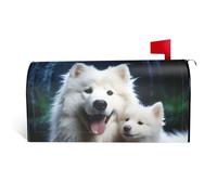 GTKSYNVE Housses magnétiques de boîte aux lettres en forme de chien blanc de taille standard, 64,8 x 53,3 cm, couverture décorative imperméable pour boîte aux lettres personnalisée pour décoration de