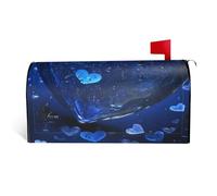 GTKSYNVE Housses magnétiques de boîte aux lettres en forme de cœur bleu de taille standard, 53,3 x 45,7 cm, couverture décorative imperméable pour boîte aux lettres personnalisée pour décoration de