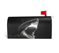 GTKSYNVE Housses magnétiques de boîte aux lettres en forme de tête de requin noir, taille standard, 64,8 x 53,3 cm, couvre-boîte aux lettres décorative, étanche, pour décoration de jardin et