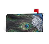 GTKSYNVE Housses magnétiques de boîte aux lettres en plumes de paon bleu de taille standard, 53,3 x 45,7 cm, couverture décorative imperméable pour boîte aux lettres personnalisée pour décoration de