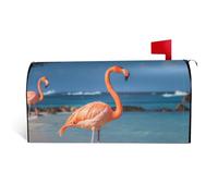 GTKSYNVE Housses magnétiques de boîte aux lettres motif flamant rose de plage de taille standard, 64,8 x 53,3 cm, couverture de boîte aux lettres décorative imperméable pour boîte aux lettres