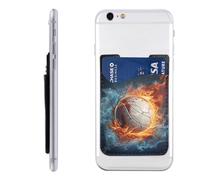 GTKSYNVE Ice and Fire Volleyball Portefeuille en cuir à coller pour carte de crédit pour téléphone portable, étui pour carte d'identité, compatible avec la plupart des téléphones portables