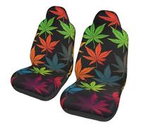 GTKSYNVE Lot de 2 housses de siège avant de voiture en forme de feuilles de cannabis colorées, lavables, antidérapantes, imperméables, universelles pour voitures, camionnettes, camions