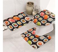 GTKSYNVE Lot de 3 tapis de salle de bain avec couvercle de toilette, tapis de toilette en forme de U et tapis de bain absorbant en microfibre, séchage rapide, lavable en machine