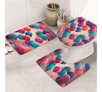 GTKSYNVE Lot de 3 tapis de salle de bain ballon avec couvercle de toilette, tapis de toilette en forme de U et tapis de bain absorbant en microfibre, séchage rapide, lavable en machine