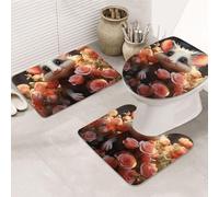 GTKSYNVE Lot de 3 tapis de salle de bain Opossum et roses avec couvercle de toilette, tapis de toilette en forme de U et tapis de bain absorbant en microfibre, séchage rapide, lavable en machine