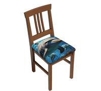 GTKSYNVE Lot de 4 housses de tabouret de bar carrées imperméables et antidérapantes lavables en forme de dauphins