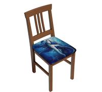GTKSYNVE Lot de 4 housses de tabouret de bar carrées imperméables et lavables en forme de sirène bleue