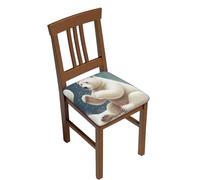 GTKSYNVE Lot de 6 housses de tabouret de bar carrées imperméables et lavables avec ours polaire amusant jouant à la boule de neige