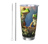 GTKSYNVE Many Frogs Sing on The Branches - Gobelet isotherme sous vide en acier inoxydable de 591 ml, sans BPA, réutilisable pour extérieur