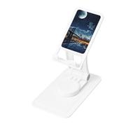 GTKSYNVE Moon Light New York City Support de téléphone portable pour bureau, angle réglable en hauteur, support de téléphone portable entièrement pliable pour téléphone portable, smartphone, support