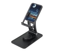 GTKSYNVE Moon Light New York City Support de téléphone portable pour bureau, angle réglable en hauteur, support de téléphone portable entièrement pliable pour téléphone portable, smartphone, support