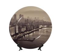 GTKSYNVE Mumbai City of Dreams Assiettes décoratives en porcelaine anglaise 25,4 cm avec présentoir en céramique pour la maison, le bureau, la décoration murale