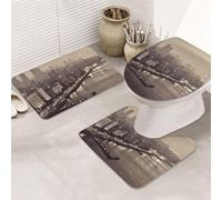 GTKSYNVE Mumbai City of Dreams Lot de 3 tapis de salle de bain avec couvercle de toilette, tapis de toilette en forme de U et tapis de bain absorbant en microfibre, séchage rapide, lavable en machine