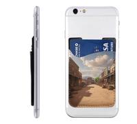 GTKSYNVE Old Wild West Cowboy Town - Portefeuille en cuir à coller pour cartes de crédit, étui de téléphone, pochette pour carte d'identité, compatible avec la plupart des téléphones portables