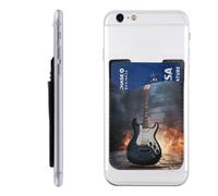 GTKSYNVE Portefeuille de téléphone à coller en cuir pour guitare électrique, porte-cartes de crédit, étui de téléphone, pochette pour carte d'identité, compatible avec la plupart des téléphones