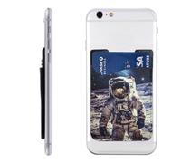 GTKSYNVE Portefeuille en cuir à coller pour téléphone Motif astronaute américain et lune Compatible avec la plupart des téléphones portables