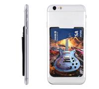 GTKSYNVE Portefeuille en cuir à coller pour téléphone portable en forme de guitare électrique magique, porte-cartes de crédit, étui de téléphone, pochette pour carte d'identité, compatible avec la