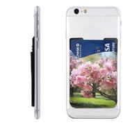 GTKSYNVE Portefeuille en cuir à coller pour téléphone portable, motif fleurs roses sur l'arbre, porte-cartes de crédit, étui pour carte d'identité, compatible avec la plupart des téléphones portables