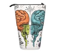 GTKSYNVE Trousse à crayons debout, fonction cerveau gauche et droite, porte-crayons télescopique, jolie trousse de maquillage avec fermeture éclair, trousse à crayons esthétiques pour Noël, vacances