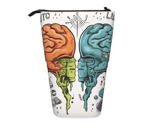 GTKSYNVE Trousse à crayons debout, fonction cerveau gauche et droite, porte-crayons télescopique, jolie trousse de maquillage avec fermeture éclair, trousse à crayons esthétiques pour Noël, vacances