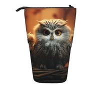 GTKSYNVE Trousse à crayons sur pied, jolie chouette télescopique, trousse de maquillage avec fermeture éclair pour Noël, vacances, Nouvel An, bureau