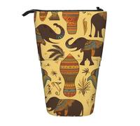 GTKSYNVE Trousse à crayons télescopique avec fermeture éclair - Motif éléphant d'Afrique - Pour Noël, vacances, Nouvel An