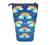 GTKSYNVE Trousse à crayons télescopique avec fermeture éclair - Motif nuages arc-en-ciel - Gouttes de pluie - Pour Noël, vacances, Nouvel An