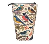 GTKSYNVE Trousse à crayons télescopique avec fermeture éclair - Motif oiseaux dans mon jardin - Pour Noël, vacances, Nouvel An