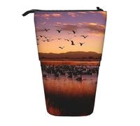 GTKSYNVE Trousse à crayons télescopique Bosque del Apache avec fermeture éclair pour Noël, vacances, Nouvel An, bureau