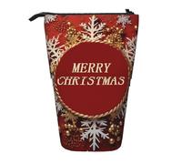 GTKSYNVE Trousse à crayons télescopique « Merry Christmas too » - Jolie trousse de maquillage avec fermeture éclair - Esthétique - Pour Noël, vacances, Nouvel An, bureau