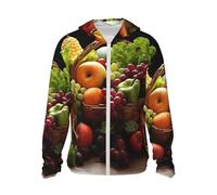 GTKSYNVE Veste légère UPF 50+ avec fermeture éclair intégrale pour homme - Coloré - Différents légumes et fruits - Protection solaire - Pour femme, noir, Small