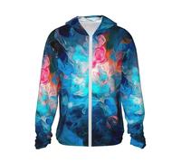 GTKSYNVE Veste légère UPF 50+ pour homme avec fermeture éclair intégrale - Bleu - Esthétique - Couleur éclaboussée - Protection solaire - Sweat à capuche à manches longues, noir, Large