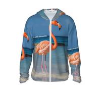 GTKSYNVE Veste légère UPF 50+ pour homme - Fermeture éclair intégrale - Flamant rose - Protection solaire - À capuche - Manches longues, Noir/blanc, XXL