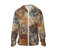 GTKSYNVE Veste légère UPF 50+ pour homme, fermeture éclair intégrale, granit abstrait, protection solaire, sweat à capuche à manches longues, noir, Small