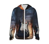 GTKSYNVE Veste légère UPF 50+ pour homme - Fermeture éclair intégrale - Guitare électrique - Protection solaire - Sweat à capuche à manches longues, noir, Large