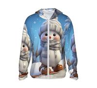 GTKSYNVE Veste légère UPF 50+ pour homme - Fermeture éclair intégrale - Joli bonhomme de neige - Protection solaire - Manches longues, Noir/blanc, XXL