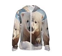 GTKSYNVE Veste légère UPF 50+ pour homme - Fermeture éclair intégrale - Joli ours polaire - Protection solaire - Pour femme - Manches longues, noir, X-Large