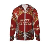GTKSYNVE Veste légère UPF 50+ pour homme - Fermeture éclair intégrale - Joyeux Noël - Protection solaire - Sweat à capuche à manches longues, Noir/blanc, XL