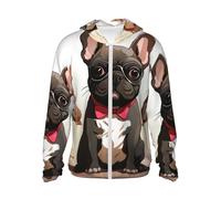 GTKSYNVE Veste légère UPF 50+ pour homme - Fermeture éclair intégrale - Motif chien de dessin animé - Bouledogue français - Protection solaire - À manches longues, noir, Large