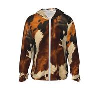 GTKSYNVE Veste légère UPF 50+ pour homme, fermeture éclair intégrale, peau de vache abstraite, protection solaire, sweat à capuche à manches longues, Noir/blanc, M