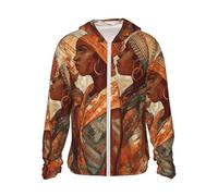 GTKSYNVE Veste légère UPF 50+ pour homme - Fermeture éclair intégrale - Poterie ethnique africaine - Protection solaire - Sweat à capuche à manches longues, Noir/blanc, S