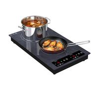 GTKZW Plaque Induction 2 Feux 3000W, Domino Plaque de Cuisson Électrique Encastrable ou Pose Libre avec 9 Niveaux et Minuterie, Réchaud Portable pour Camping-Car, Studio et Dortoir